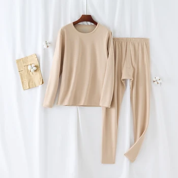 [Codice asiatico] intimo termico in cashmere di seta base girocollo da uomo caldo e spesso vestito invernale lungo Johns 1