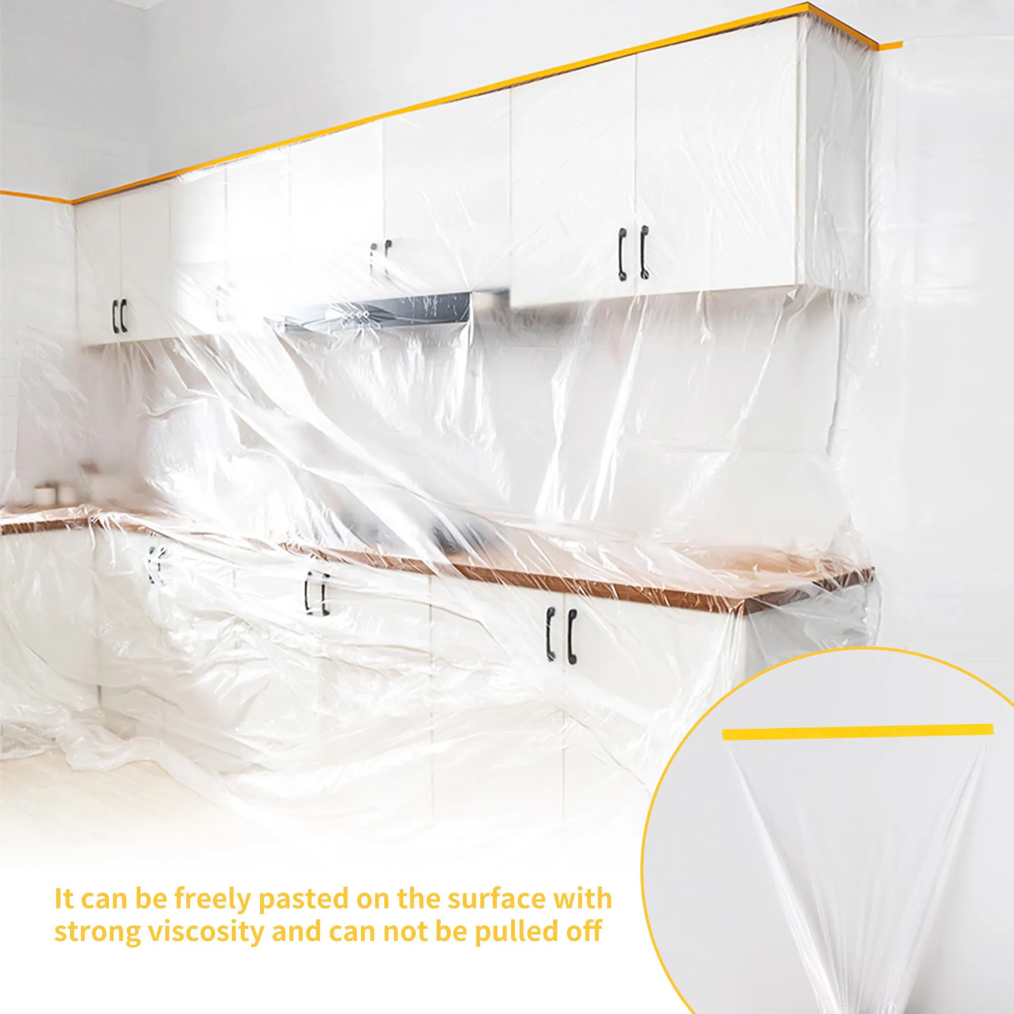 Pre-Taped Masking Film Anti Dust Plastic Drop Cloth Film for r Spray Paint Automobile Painting Living Room Furniture Dust-proof 6