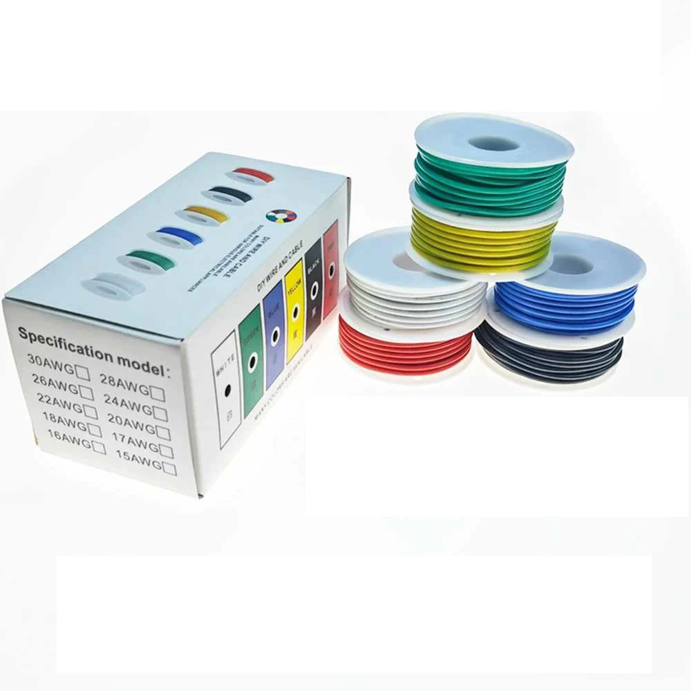 Electrical Wire 6 Colors Silicone Tinned Copper Cable 16-30AWG Stranded