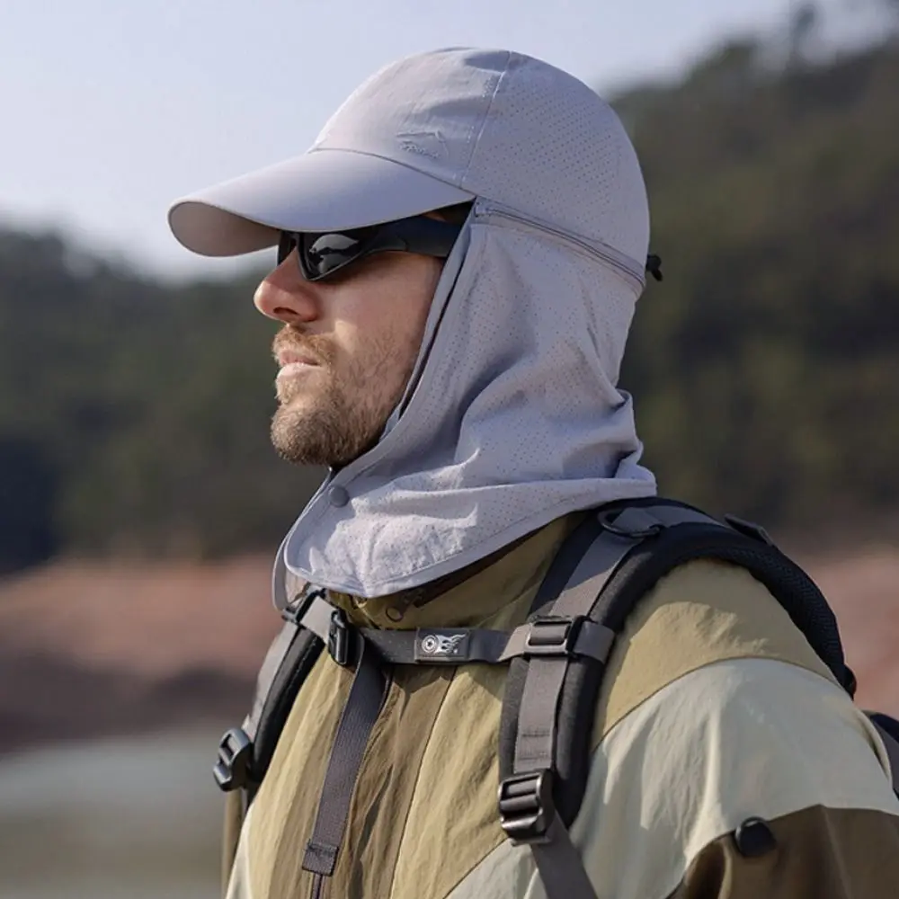 Waterproof Nylon Sun Hat with Detachable Shawl for Men and Women