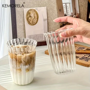 4/6 pezzi strisce verticali tazza da caffè Latte bicchieri da Cocktail trasparenti tazza da acqua in vetro a grana verticale tazza da succo IceCoffee whisky 2