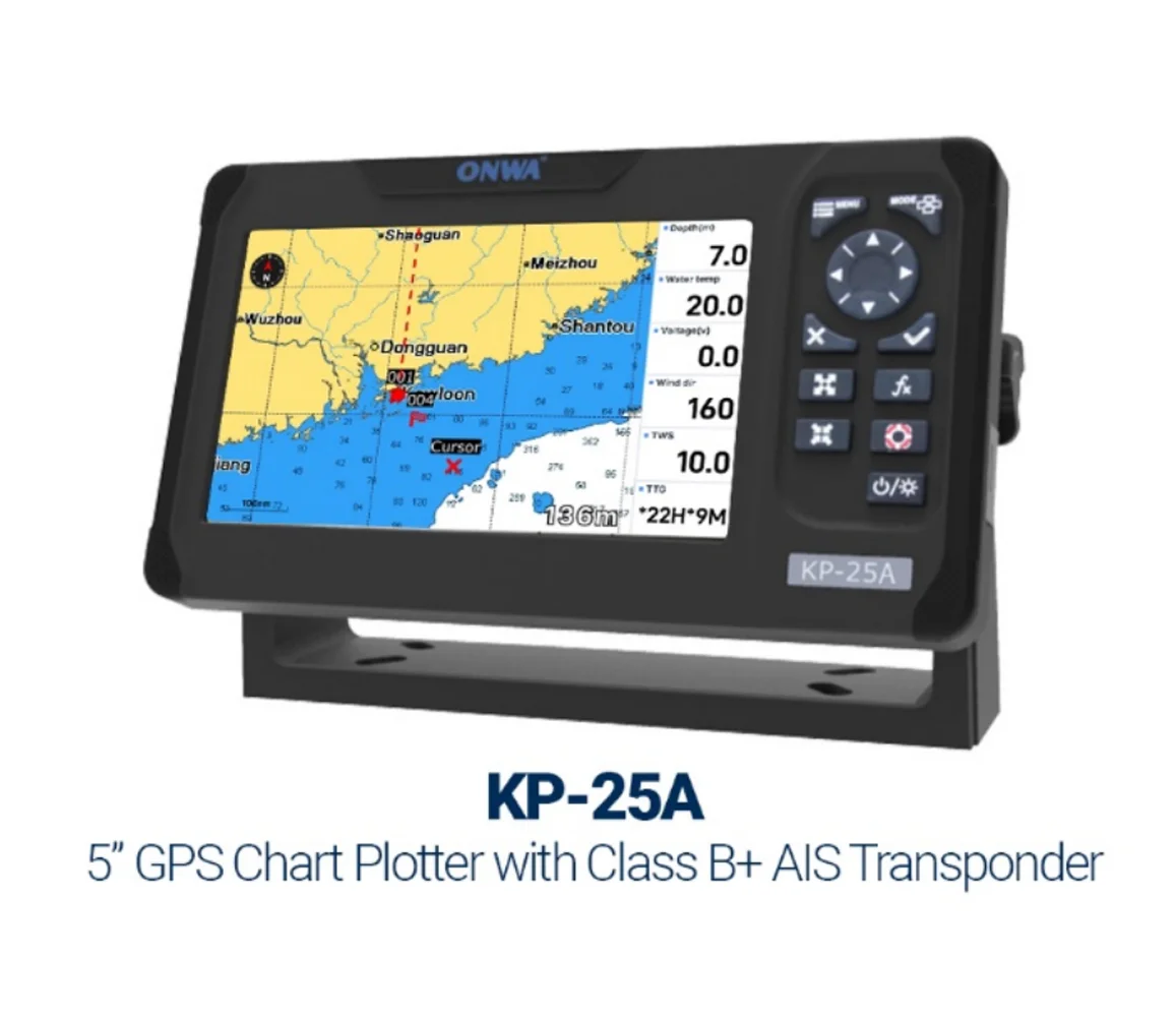 ONWA KP-25A 5-inch Marine GPS Chart Plotter GPS Antenna Class B+ AIS Transponder Support GALILEO marine ais transceiver marine gps navigator