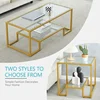 Golden Metal Glass Coffee Table - Two-Tiered with Tempered Glass, Stylish Metal Frame Coffee Table for Bedroom 6