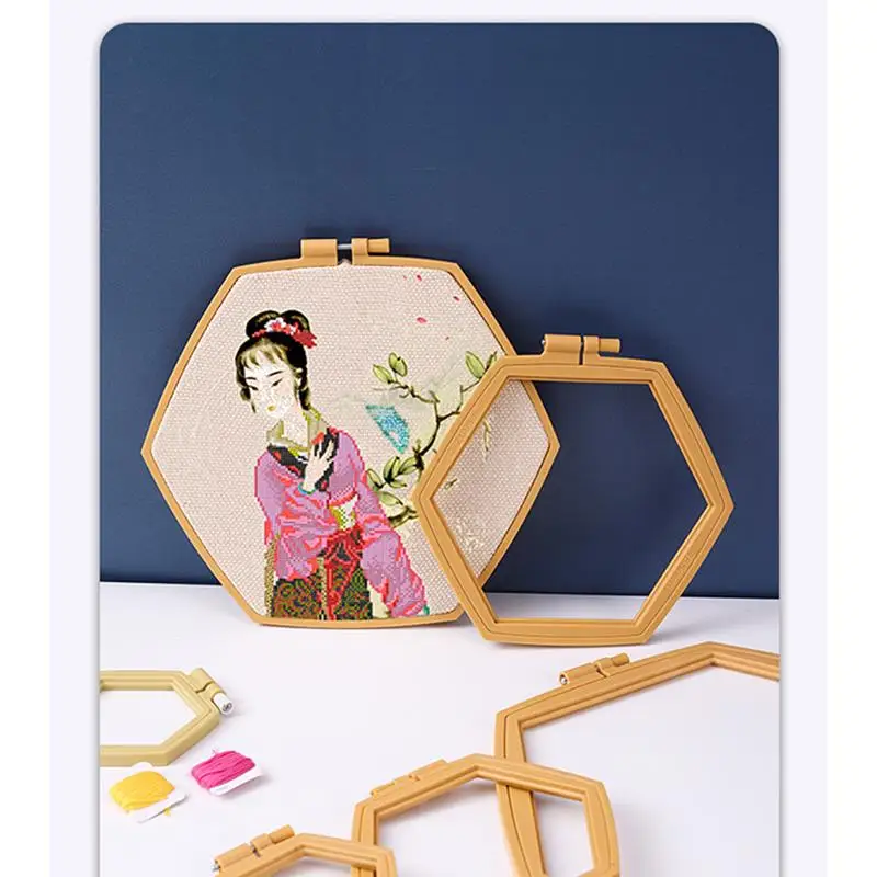 Hexagonal DIY Embroidery Hoop Tool Art Craft Cross Stitch Chinese Traditional Needlecraft Hoops Household Sewing Tools embroidery hoop