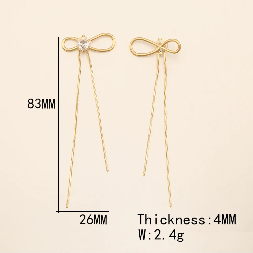 Cordial Design 26*83MM 20Pcs Jewelry Findings & Components/Hand Made/Bowknot Shape/CZ Charms/Genuine Gold Plating/DIY Making - cordial