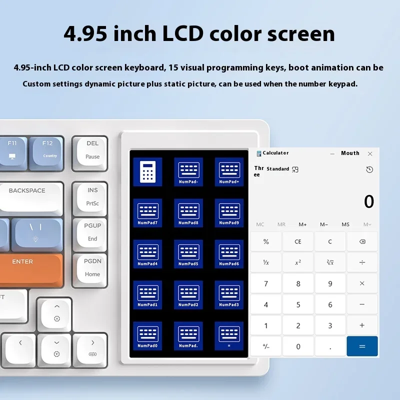 Ajazz   Ű, LCD ȭ, RGB Ʈ Ŷ, Ŀ α׷ ̹ Ű, PC ̸ ׼, AKP815