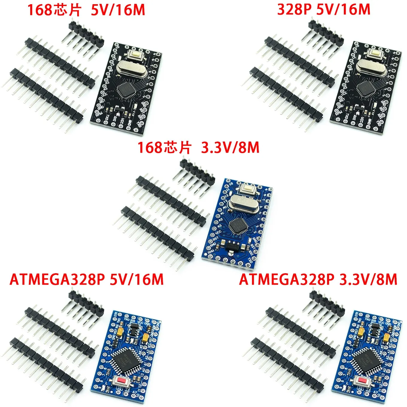5PCS Pro Mini Atmega168p-au Module 5V 16M Arduino Compatible Nano Replace 