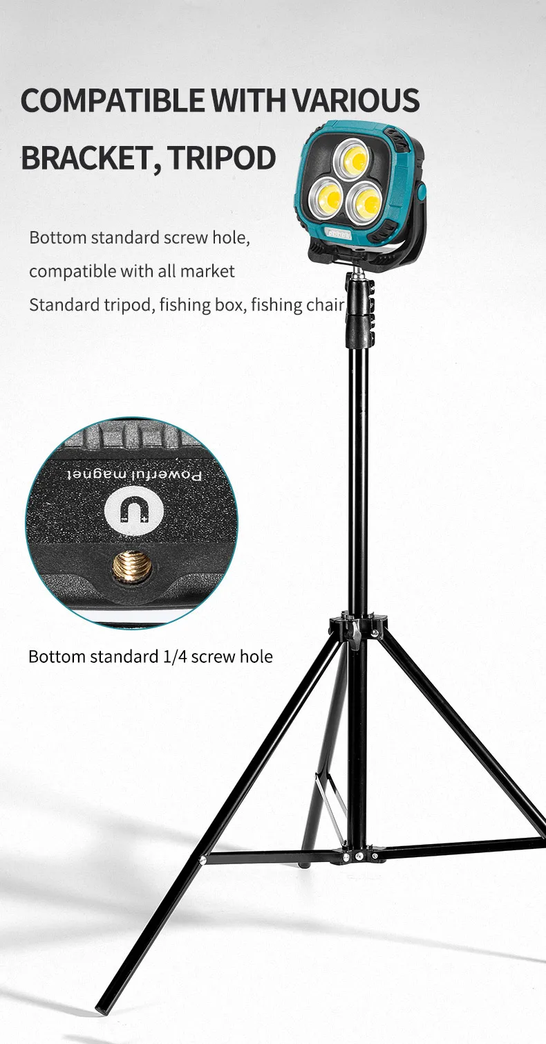 Description Picture 3 of itemESMATER W891 COB Multi-Function Portable Rechargeable Spotlight LED Working Lamp Emergency Portable Strong Light