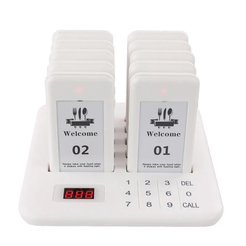 Wireless Restaurant Pager System Guest Customer Queue Calling Paging Beeper Pager Waterproof Buzzer For Food Court Cafe Bar