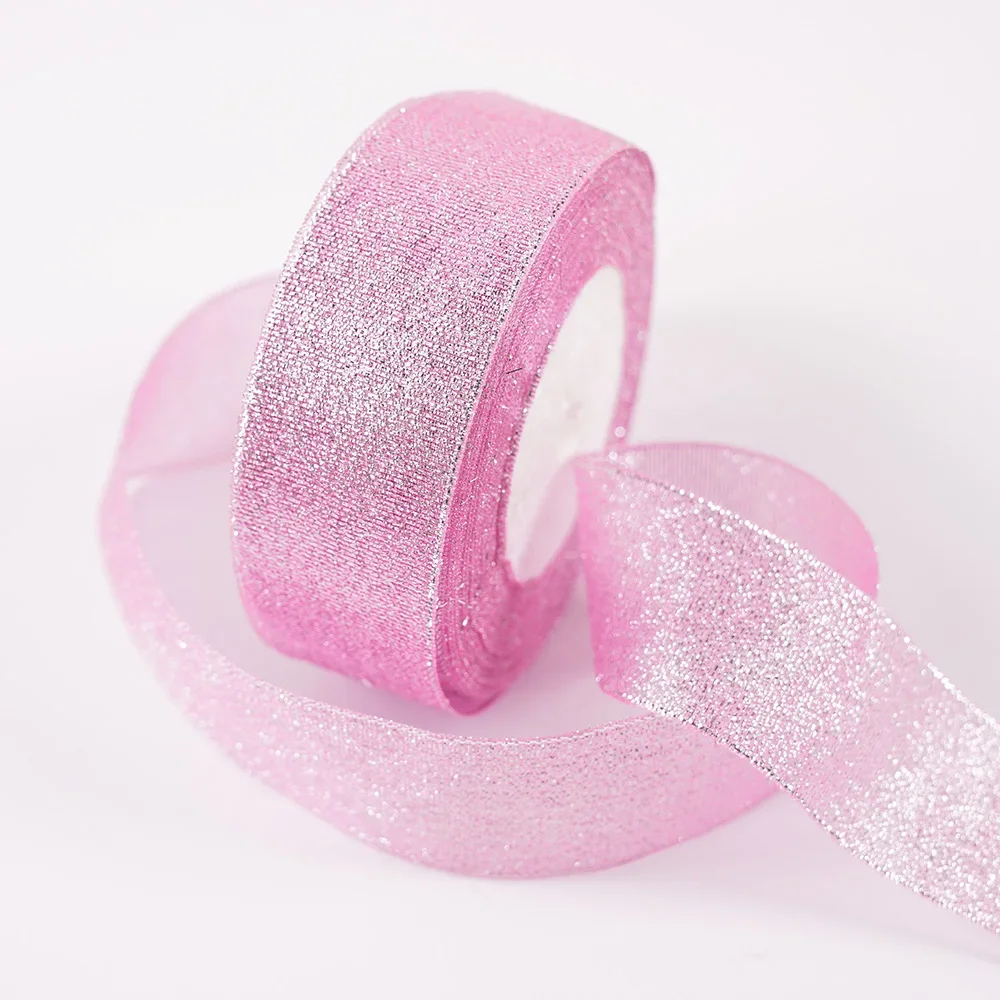 Glitter Organza Ribbon Bow for Decorations and Gift Wrapping, 40mm x 22m