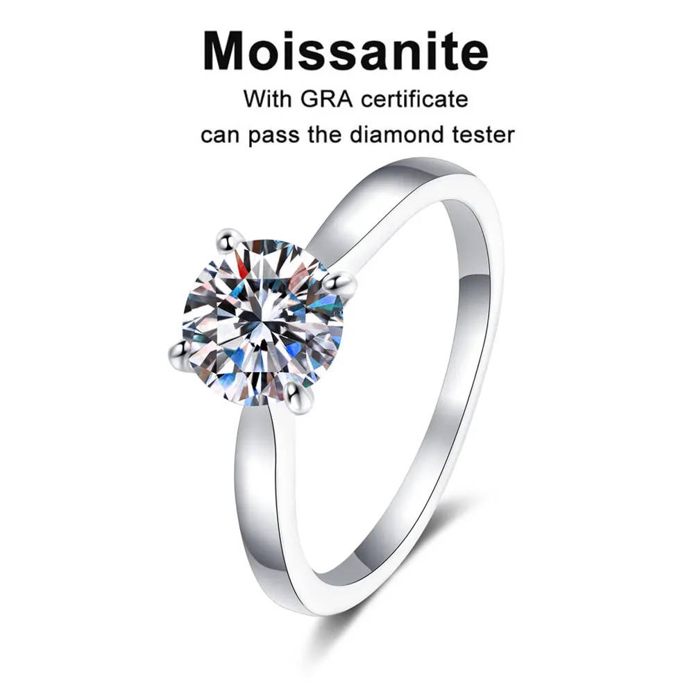 Engagement Rings Wedding Rings Stone Rings Fashion Rings Fashion Ring Finger Rings Metal Rings KNOBSPIN D VVS1 Moissanite Rings for Women Man 4 Prong Solitiare Engagement Wedding Diamond Ring with GRA Certified s925 Sliver