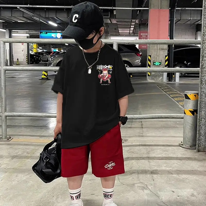 Shohoku Cotton Boys Clothes Sets Summer T-Shirt + Short Pants 2PCS Slam Dunk Sport Basketball Kids Clothing Children Outfits 3