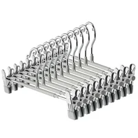 10PCS Metal Trouser Hanger with Adjustable Clip Clothes Hanger Non Slip Pant Hangers Heavy Duty Saving Space Stainless Steels 2