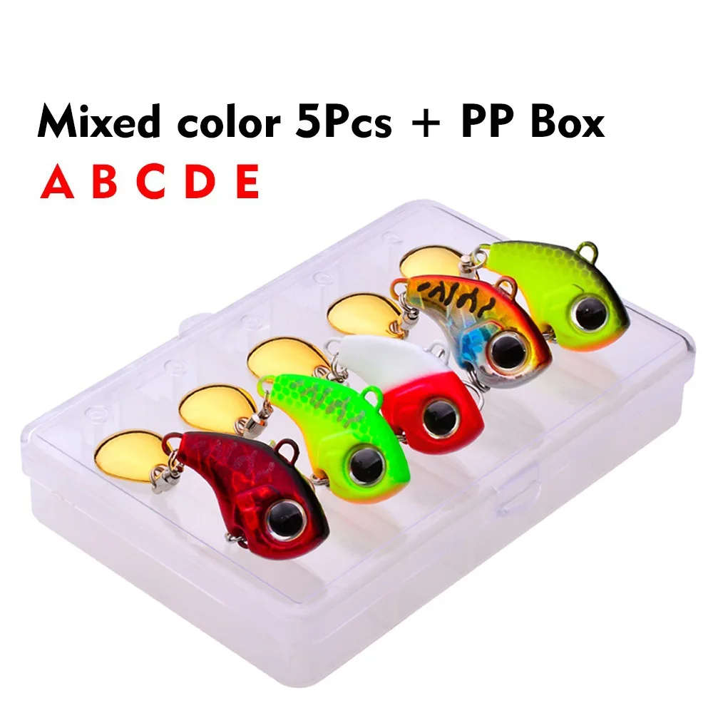 5 Pz Paillettes Rotanti Pesce Richiamo Spinner Cucchiaio Esche Da Pesca Pesce 10G Esca Attrezzatura Da Pesca Metallo Vib Vibrazione Attrezzatura Da Pe