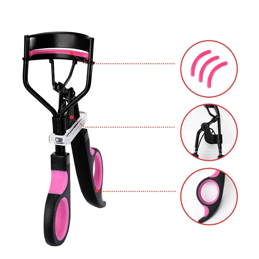 Dual Color Handle Curling Eyelash Clip Artificial Eyelash Assistant Eyebrow Trimmer Steel Needle Portable 5