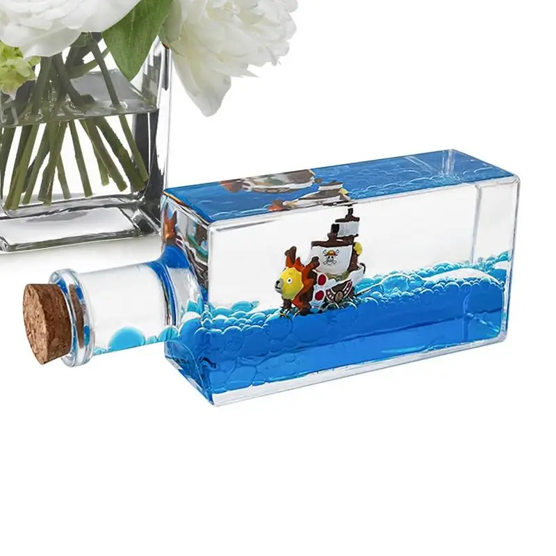 

Boat in a Box Cruise ship fluid drift bottle tabletop ornaments Unsinkable Creative Flowing ship in bottle Home Display Cases