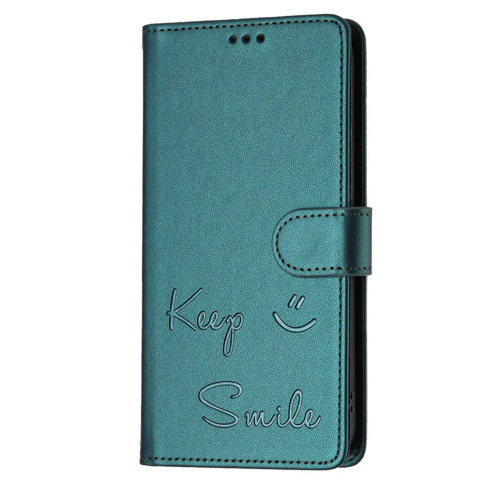 Smile Leather Wallet Flip Case with Card Holder
