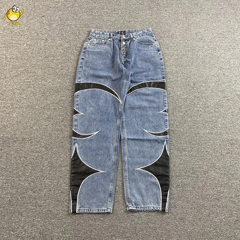 Black Blue Loose Casual Patchwork Jeans Pants Men Woman Best Quality Hip Hop THUG CLUB Trousers Retro High Street 2