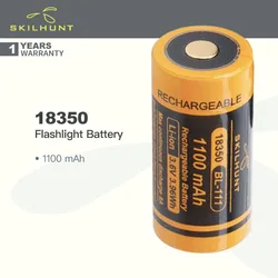 Skilhunt 18350 Rechargeable Flashlight Battery 1100mAh, Continuous Discharge Current(Max) 8A, 3.6V