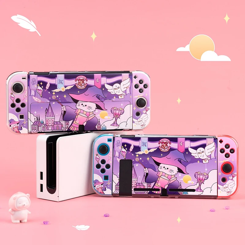 

Cute Magic Cat Case Compatible with Nintendo Switch OLED/Switch Console and Joy-Con Shock-Absorption and Anti-Scratch Slim Cover