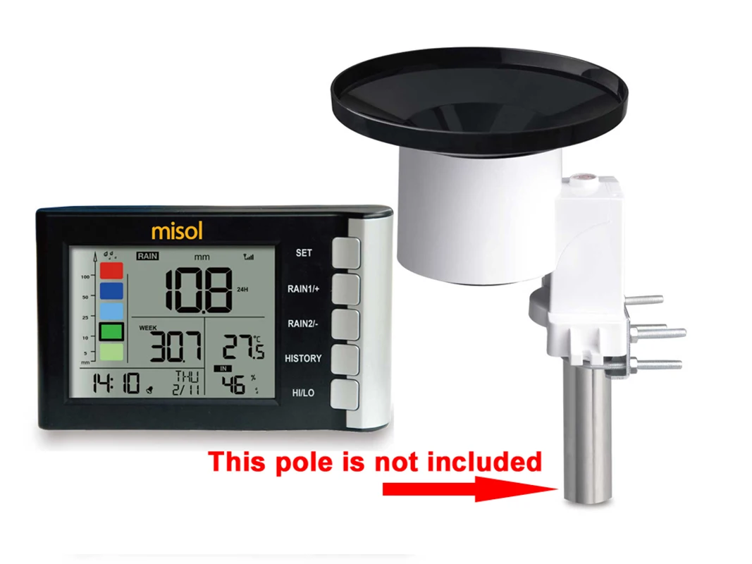 

MISOL / 1pcs Rain Gauge, LCD display, Temperature Humidity