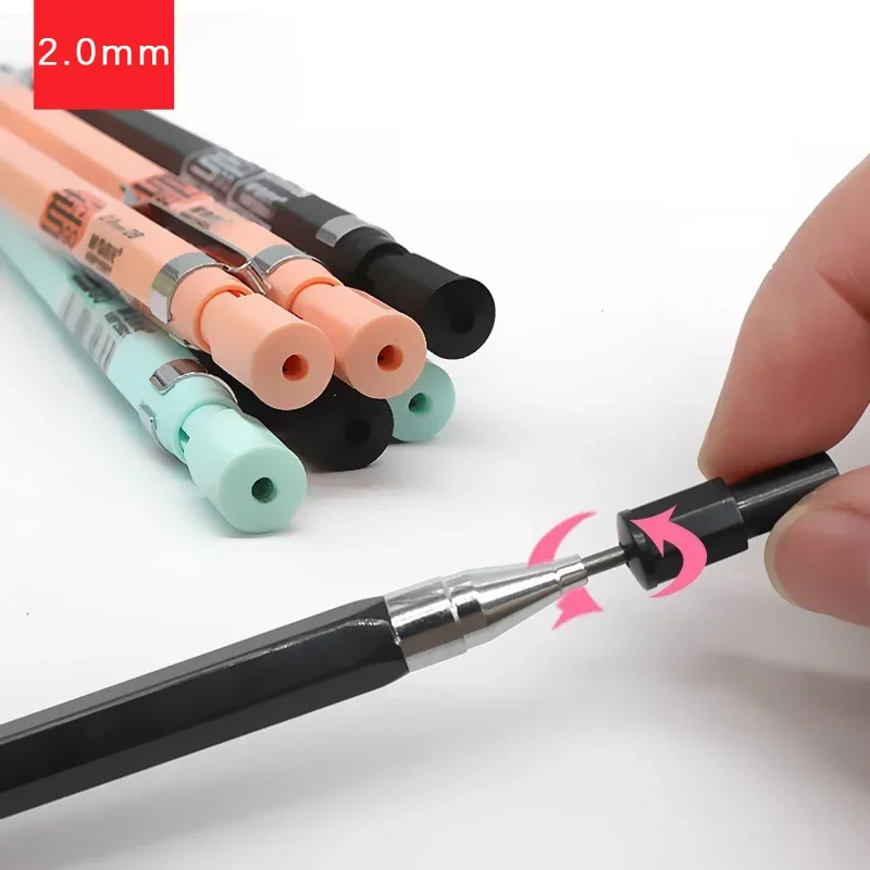 2.0mm Mechanical Pencil 3Pcs Drawing Painting Automatic Pencil Lead Set Students Supplies Office School Kawaii Stationery 3