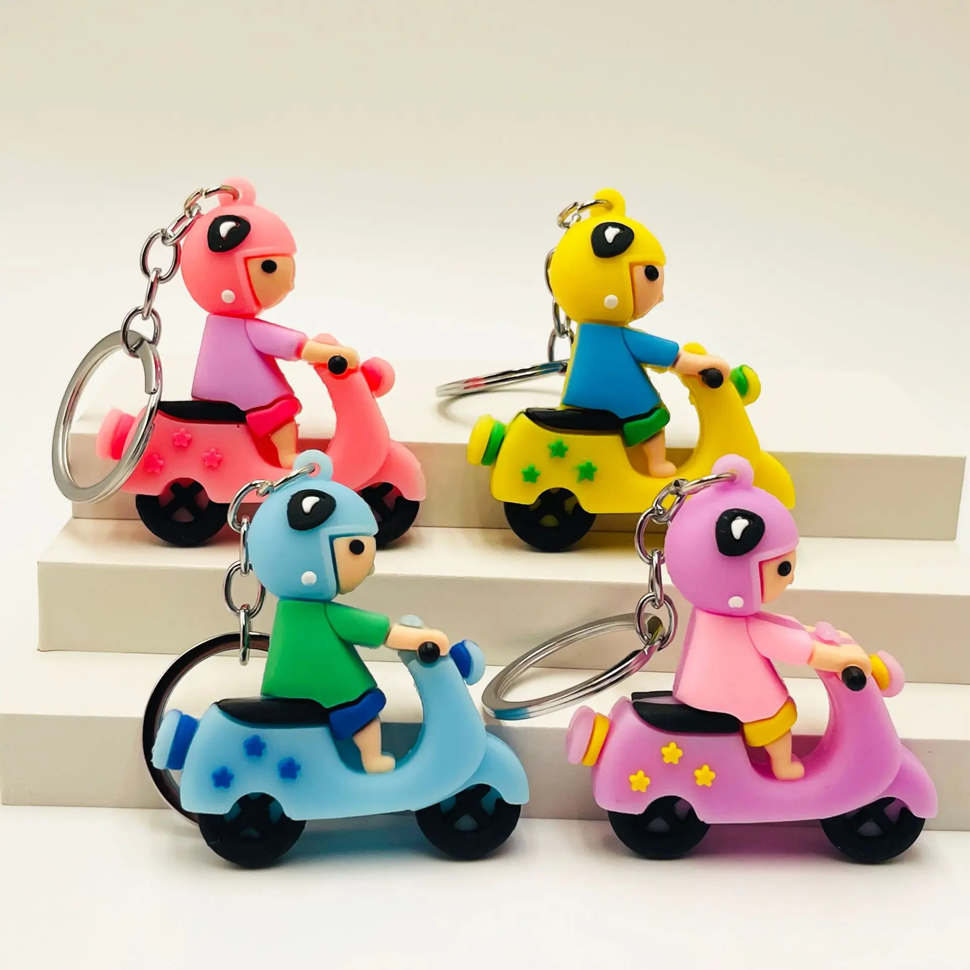 

Fashion Creative Bike Riding Kids Key Chain Cartoon Motorcycle Key Chain Bag Car Pendant Gift