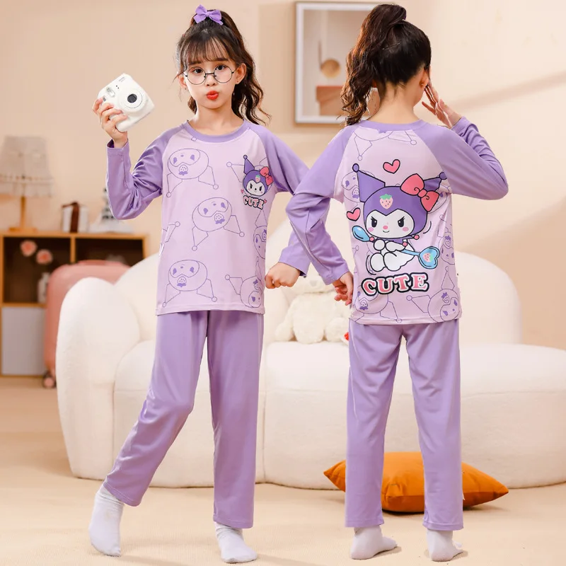 

Sanrio Anime Children's Long Sleeved Pajamas Kawaii Cinnamoroll Parent-child Cute Spring and Autumn Home Parent-Child Set Gifts