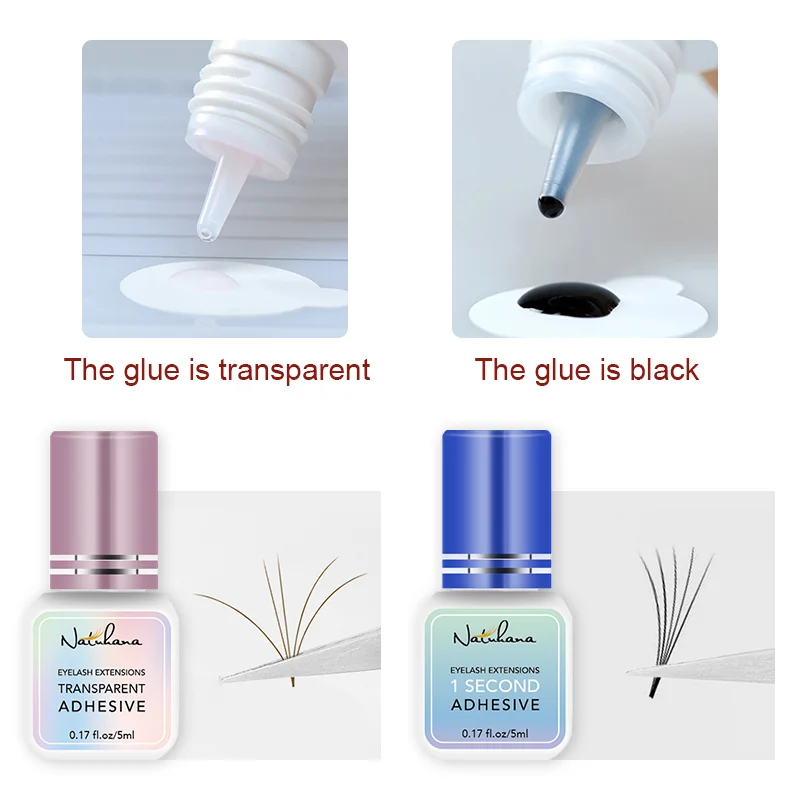 NATUHANA False Eyelash Glue Waterproof Eye Lash Cosmetic Tools False Eyelashes Adhesive Clear-white Dark-Black Makeup Tools 2