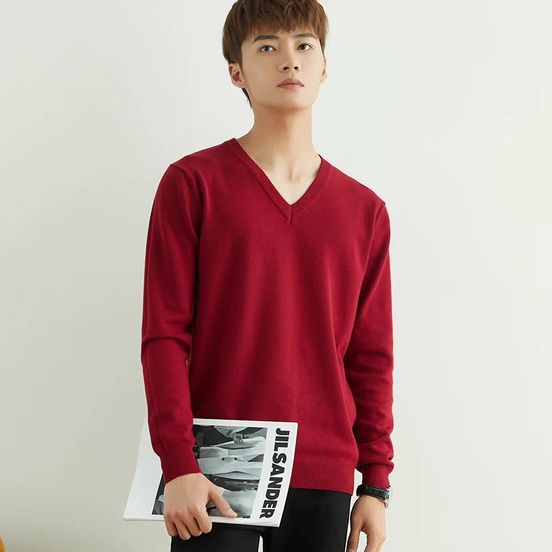 Men's New V-neck Warm Solid Color Business Casual Plus Pullover For Autumn/Winter 2022 Calm Atmosphere Soft Breathable Sweater