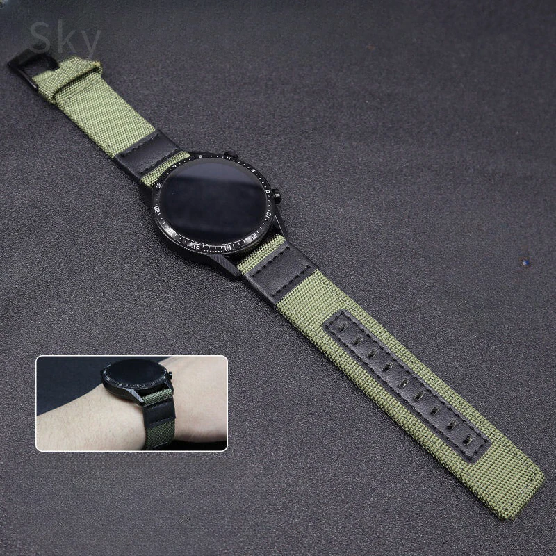 Huawei 3 Jeep Canvas Nylon Per Gt2 Pro Polar/Hua Xiaomi/Samsung/Honor/Oneplus/Ticwatch/Cinturino Smart Watch Intrecciato Addensato Vivo