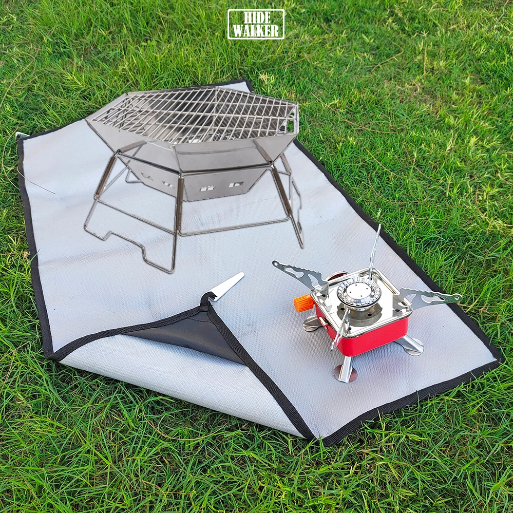 Camping Fireproof Cloth BBQ Grill Mat Flame Retardant Mat for Camping Stoves of Hot Tent Outdoor Fire Pit Protective Mat