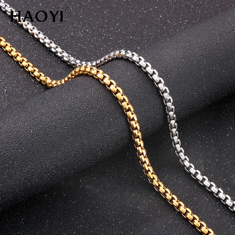

Stainless Steel Round Box Chain Basic Curb Cuban Link Necklace Silver/Gold Color Aesthetic Charm Jewelry Wholesale Punk Gifts