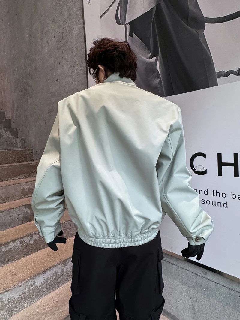 2024 Spring Fashionable New Retro Stand Collar Jacket Men's Drawstring Button Decoration Handsome Male Long Sleeve Jackets