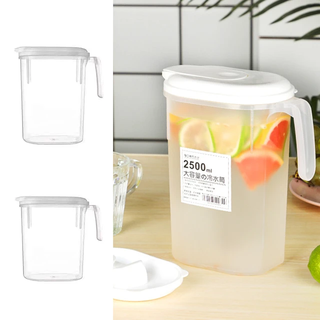 Large Capacity Milk Tea Measuring Kettle Beverage Storage Container With  Lid Heat Resistant Cold Water Jug Plastic Juice Pitcher (2500ml)