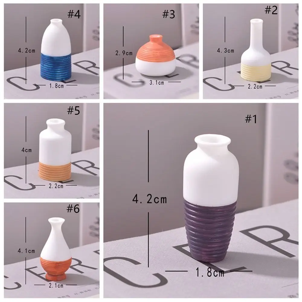 Craft Gift Waterproof Simulation Mini Vase Handmade Small Resin Mini Flower Vase Resin Craft Micro Landscape Vase Doll House 6