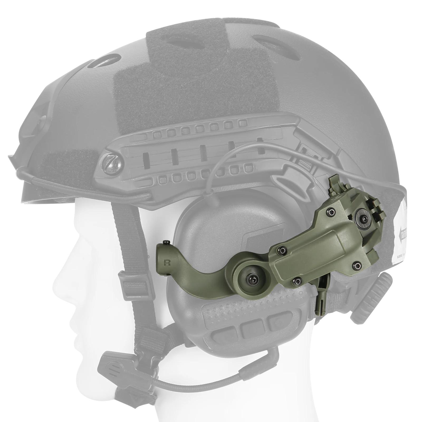 360 Degree Rotating Tactical Headphone Rail Mount for Earmor Headset on Team Wen