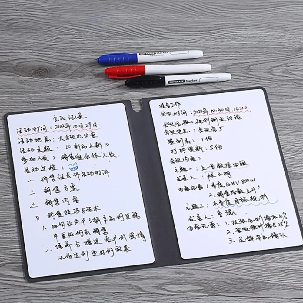 재사용 가능한 화이트보드 노트북, PU 가죽 메모 패드, 화이트보드 펜 지우기 천, 휴대용 주간 플래너, A4/A5