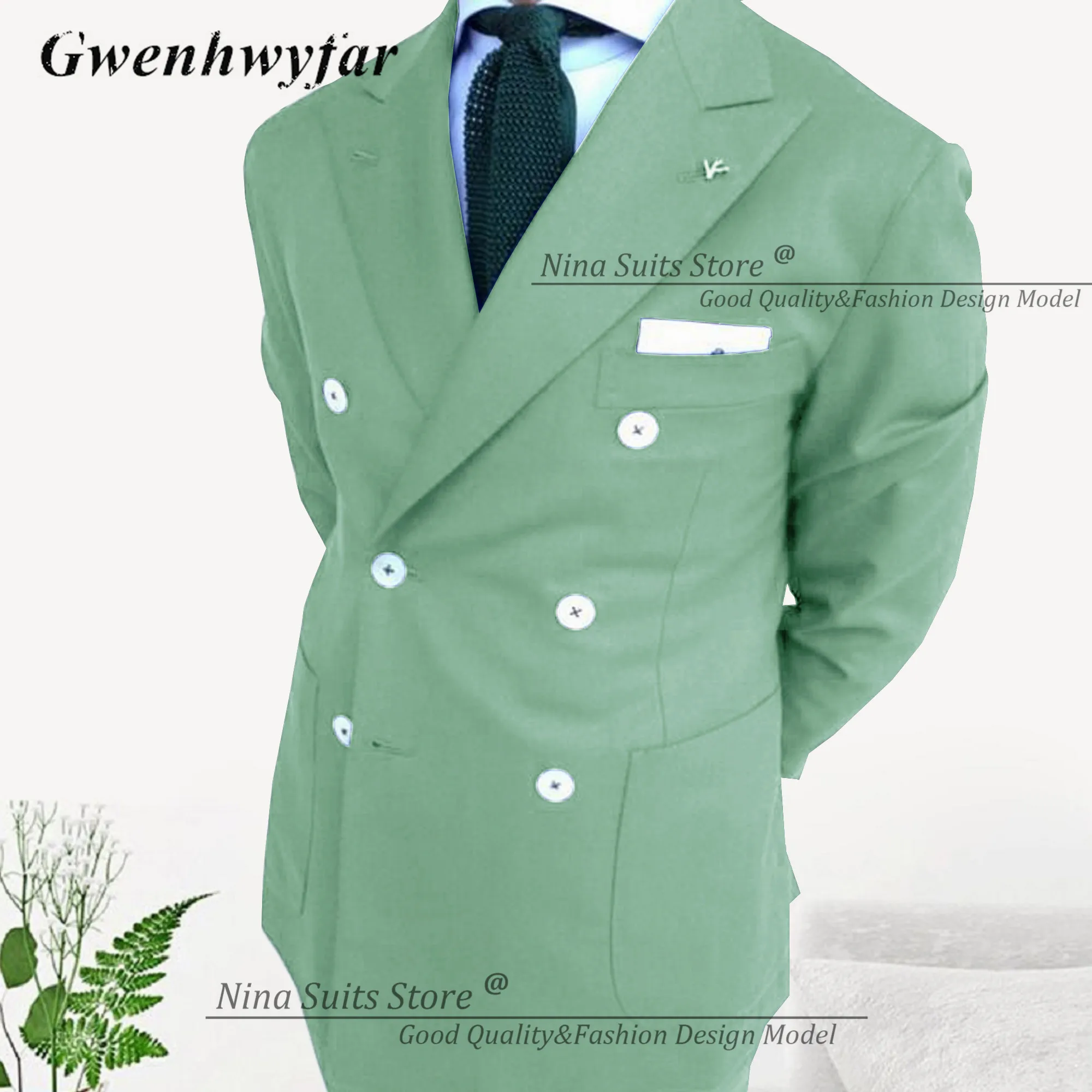 Nina Store Lavender Suits for Party Young Men Tuxedos Include Jacket Pants The Blazer with Patch Pocket Double Breasted