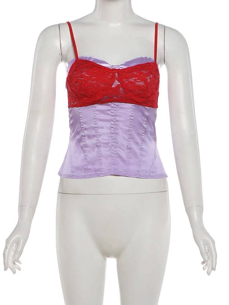 Women Chic Patchwork 2Piece Set Bra Vest Skirt