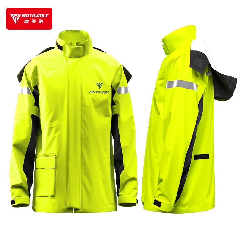 Motorcycle Raincoat Raincoat Suit Bike Raincoat Motowolf Waterproof Motorcycle Raincoat Set Motorcyclists Rain Jacket Biker Rain Suit Reflective Clothing Motorcycle Gear