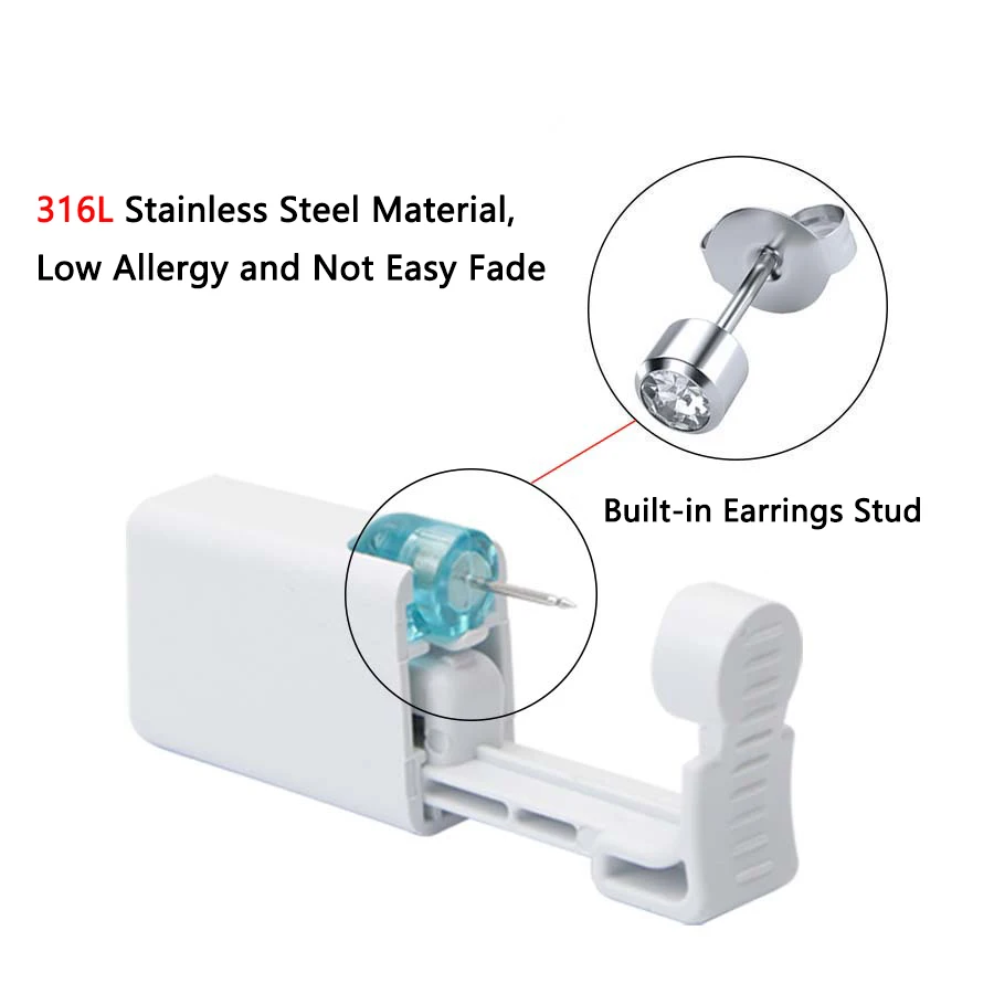Disposable Ear Piercing Gun Built-in Earrings Studs-Safety Self Ear Piercing Tools Set 6pcs