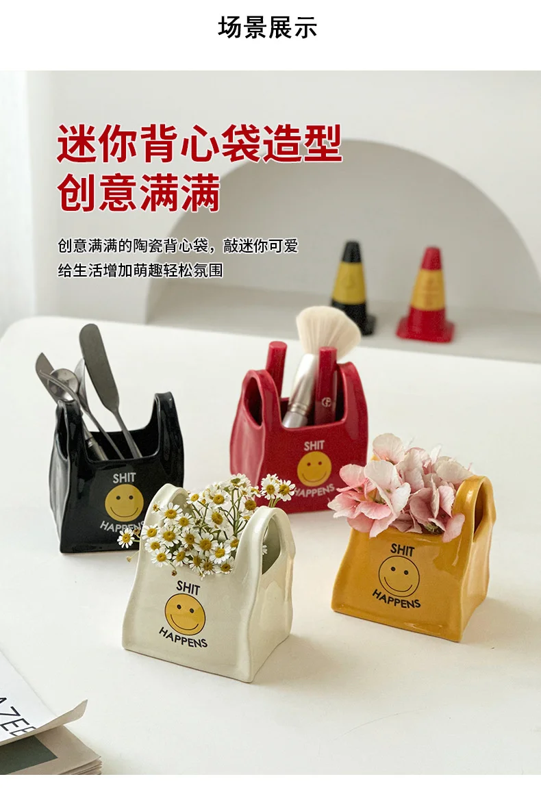 Description Picture 4 of itemCreative Ceramic Pen Holder Remote Control Stationery Storage Box Makeup Pen Storage Bucket Small Ornament Home Decoration