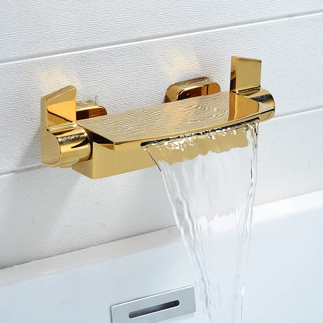 อ่างอาบน้ำชุดฝักบัวติดผนังก๊อกน้ำห้องน้ำ, ห้องน้ำเย็นและ Hot Mixer ก๊อกน้ำทองเหลือง Chrome/สีส้ม/สีขาว/สีดำ 5