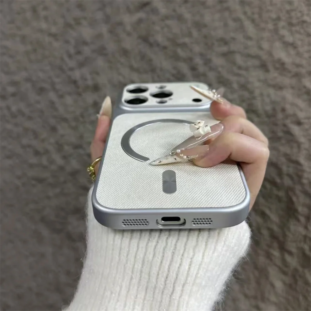 Luxury Denim Cotton Phone Case with Wireless Charging Compatibility
