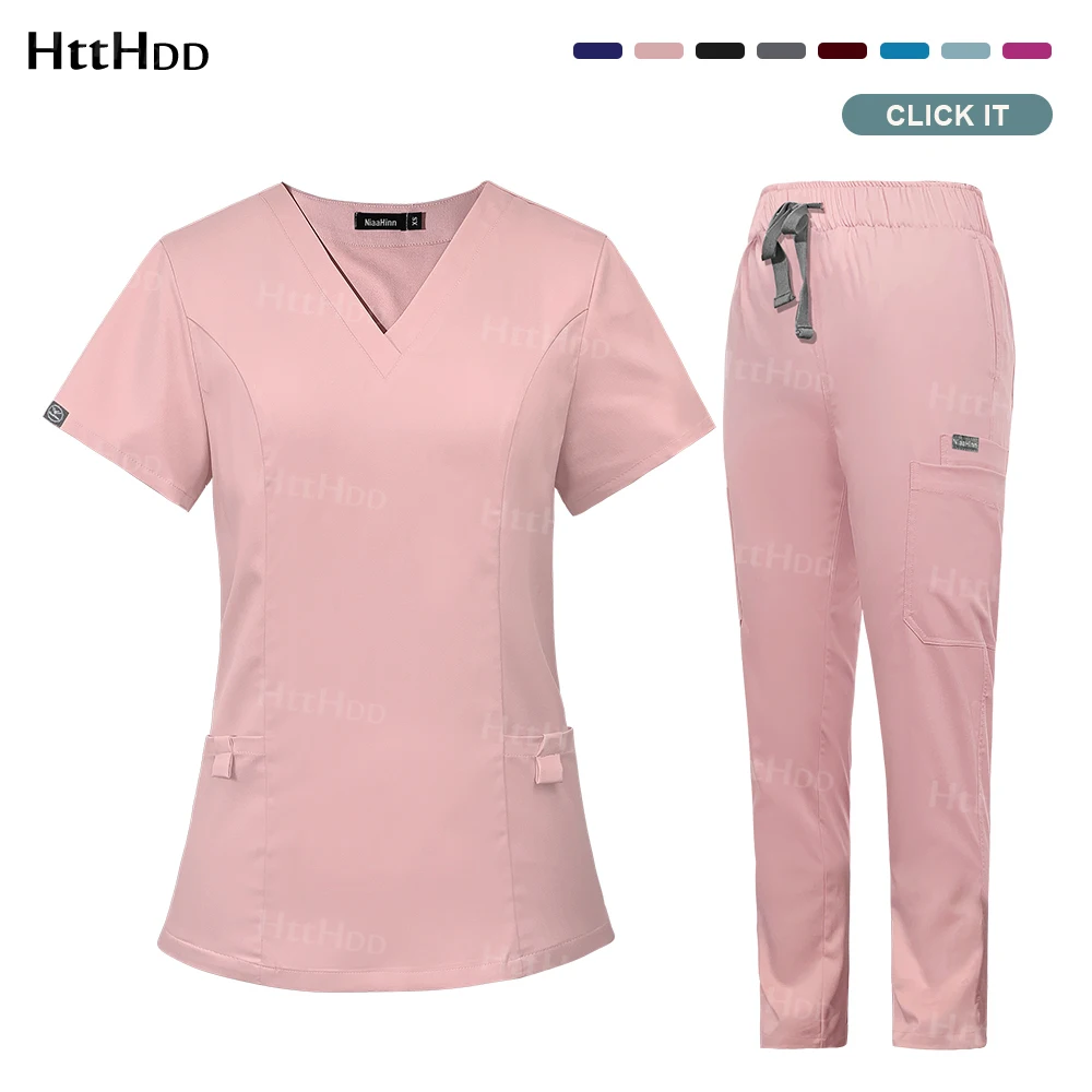 

Scrub Sets Uniform Medical Clothing for Women Polyester Spandex Rayon High-quality Nurse Scrubs Lab Coat Hospital Surgical Gowns