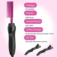 Electric Hot Heating Comb Curling Iron Pressing Comb for Wig Fast Heating Straightening Brush Hair Wax Stick Styling Tool Set 2