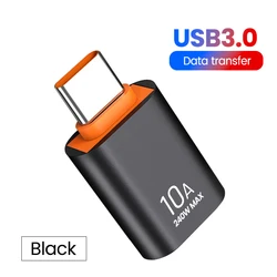 Fast Charging USB 3.0 to Type-C Adapter with OTG Functionality (C Male to USB Black)