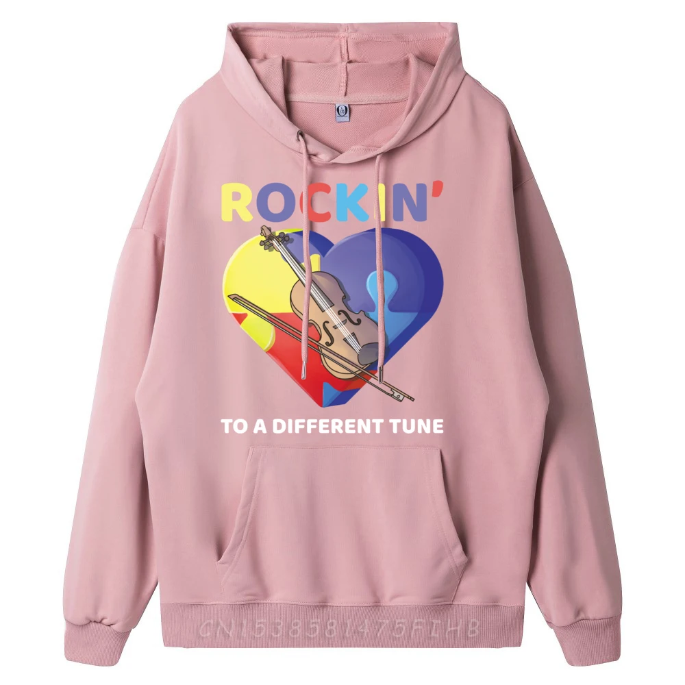 Rockin To A Different Tune Autism Awareness Violin Music Pullover Hoodies For Men Couples Streetwear Plus Size