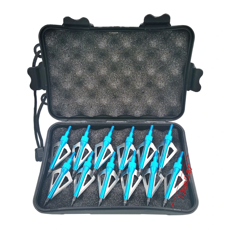 Archery Arrowhead 12 Pack 125 Grain 3 Fixed Blade Hunting-Broadheads Archery for Arrow Points Tips for Compound Bow
